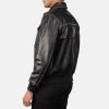 Aaron Black Cowhide Leather Bomber Jacket