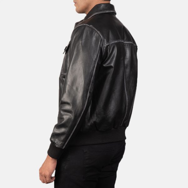 Aaron Black Cowhide Leather Bomber Jacket (4)