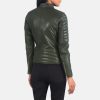 Adalyn Quilted Green Leather Biker Jacket