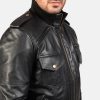 Agent Shadow Brown Sheepskin Leather Bomber Jacket
