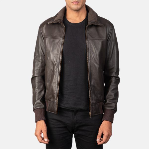 Air Rolf Brown Leather Bomber Jacket (1)