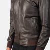Air Rolf Dark Brown Sheepskin Leather Bomber Jacket