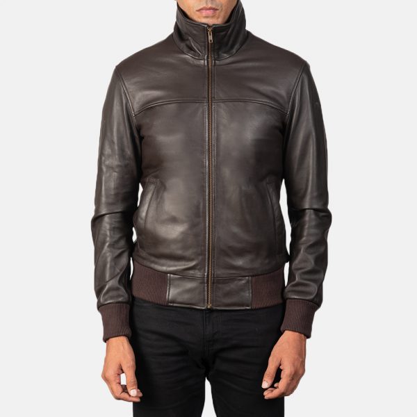 Air Rolf Brown Leather Bomber Jacket (4)