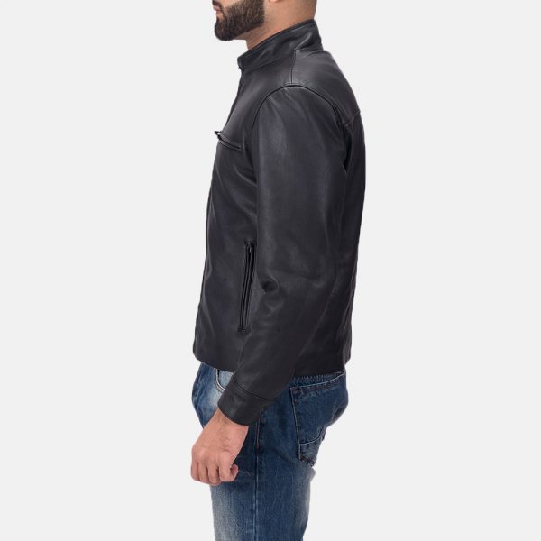 Austere Matte Black Leather Biker Jacket-5