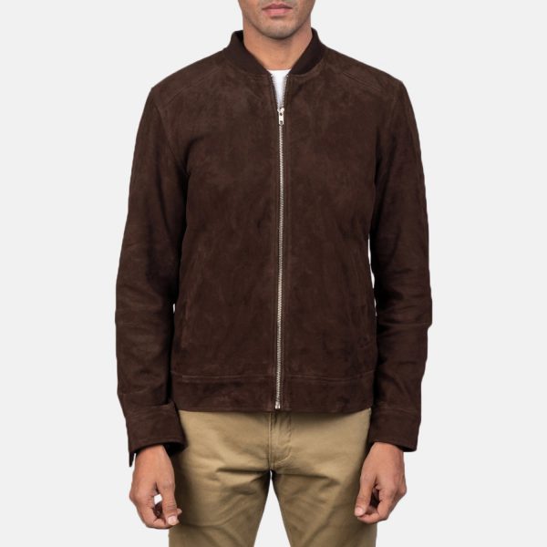 Blain Mocha Suede Bomber Jacket-3
