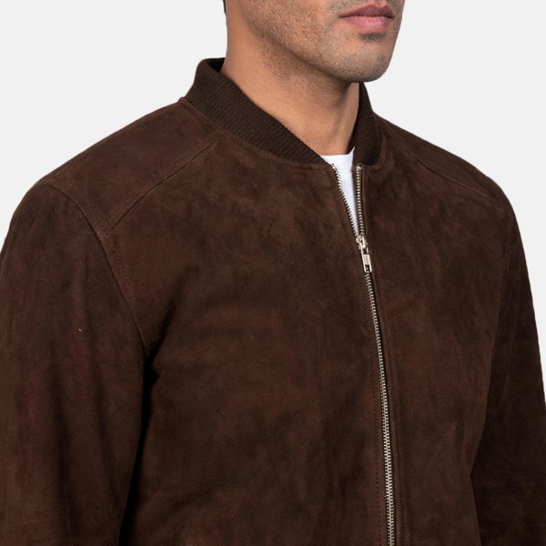 Blain Mocha Suede Bomber Jacket-5