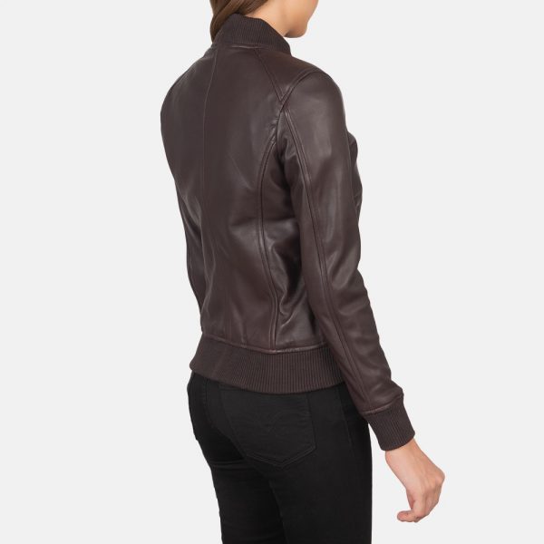 Bliss Maroon Leather Bomber Jacket-4