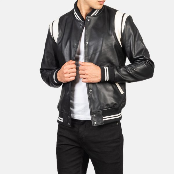 Dantee Black Sheepskin Leather Varsity Jacket (1)