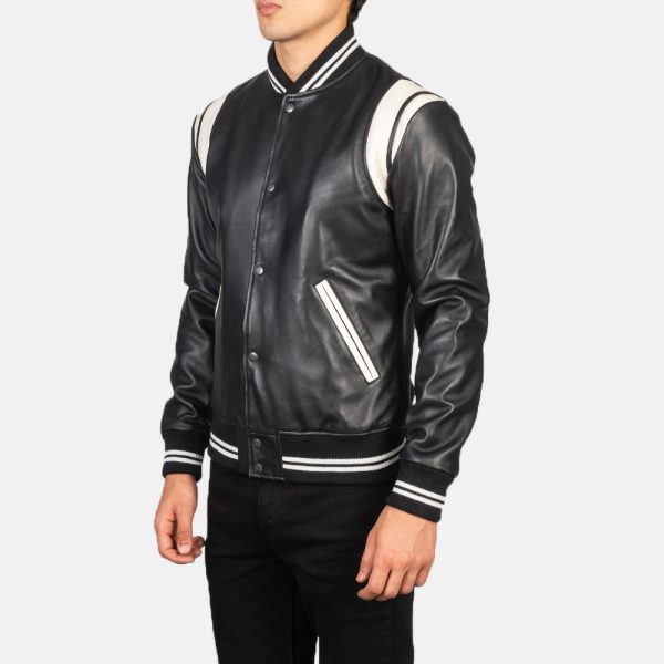 Dantee Black Sheepskin Leather Varsity Jacket (3)
