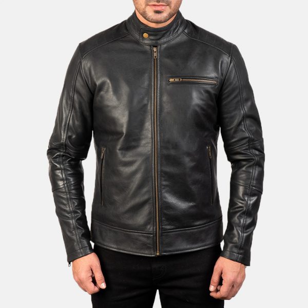 Dean Black Leather Biker Jacket-2