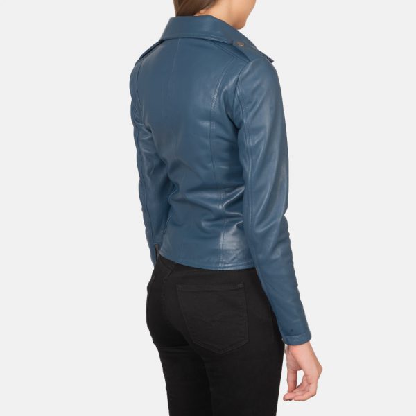 Flashback Blue Leather Biker Jacket-4