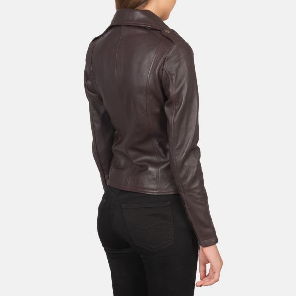 Flashback Maroon Leather Biker Jacket-3