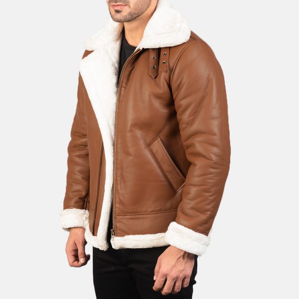 Francis B-3 Brown Leather Bomber Jacket-1