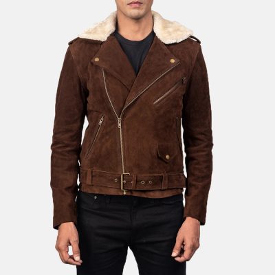 Furton Mocha Brown Suede Biker Jacket