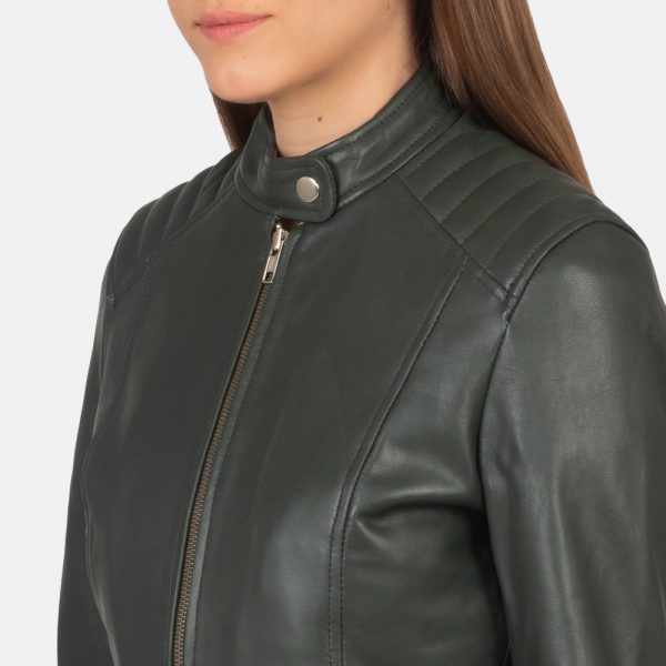 Kelsee Green Leather Biker Jacket-5