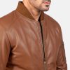Bomia MA-1 Brown Leather Bomber Jacket