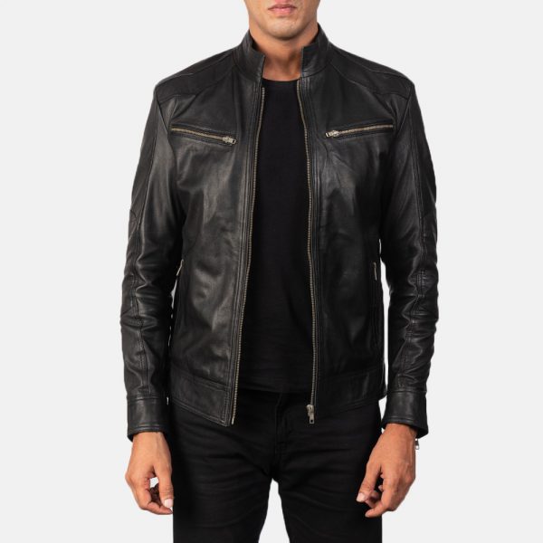Mack Black Leather Biker Jacket-1