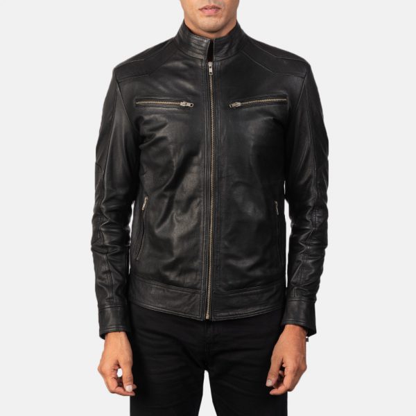 Mack Black Leather Biker Jacket-2