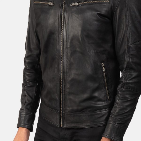 Mack Black Leather Biker Jacket-4