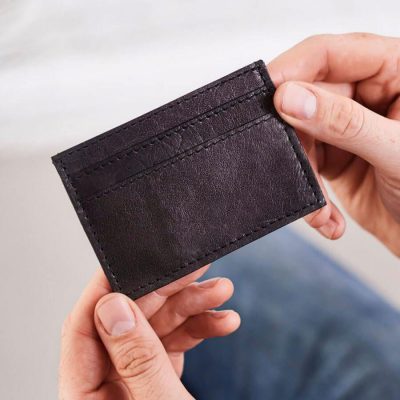 Mens Leather Black Credit Card Holder