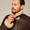Men's Shearling Jacket with Zipper, Brown