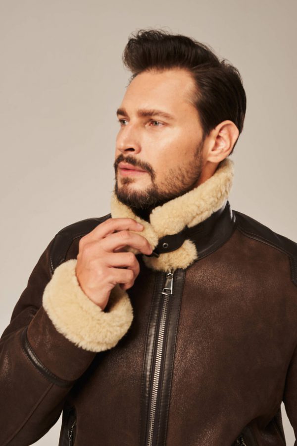 Men’s shearling jacket with zipper, brouwn-2