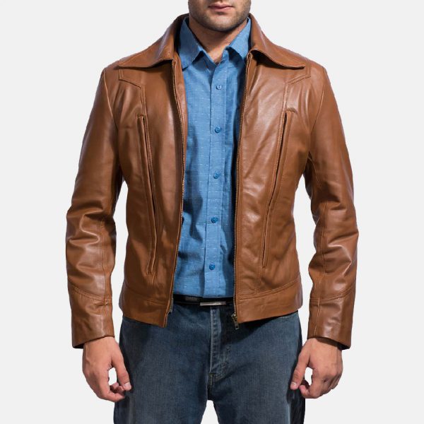 Old School Brown Leather Jacket-1