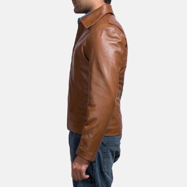 Old School Brown Leather Jacket-4