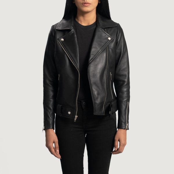 Rumy Black Leather Biker Jacket-2