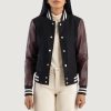 Savant Maroon and Black Hybrid Varsity Jacket