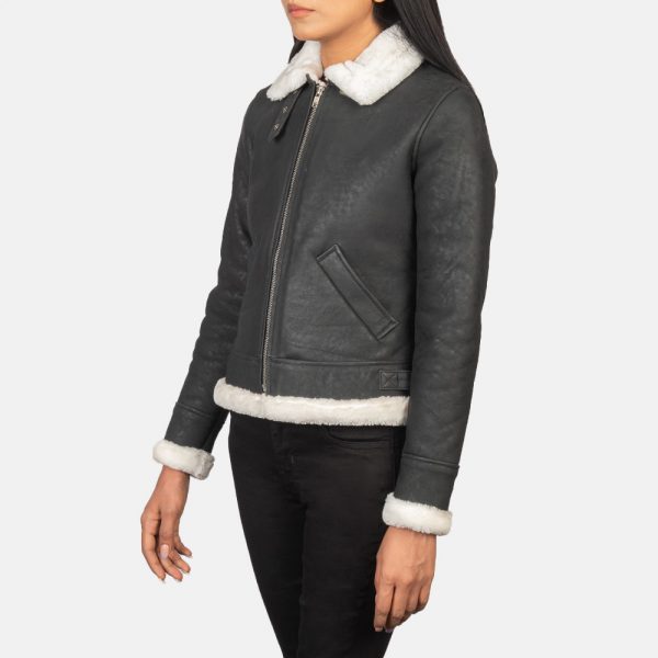 Sherilyn B-3 Black & White Leather Bomber Jacket-1