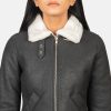 Sherilyn B-3 Black and White Leather Bomber Jacket