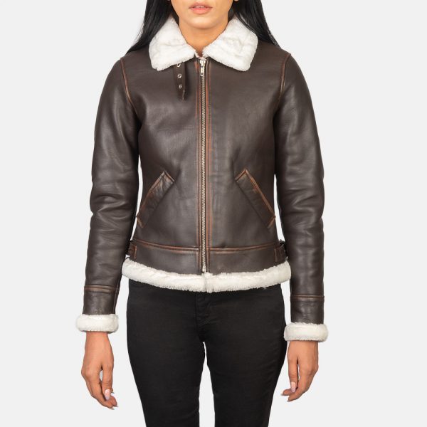 Sherilyn B-3 Brown Leather Bomber Jacket-3