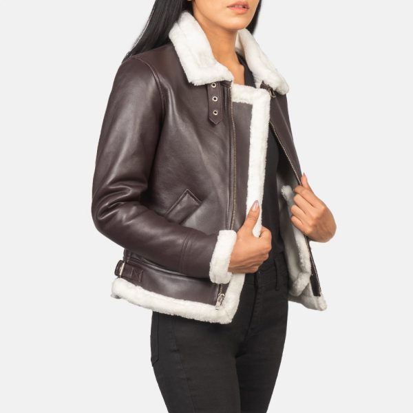 Sherilyn B-3 Maroon Leather Bomber Jacket-4