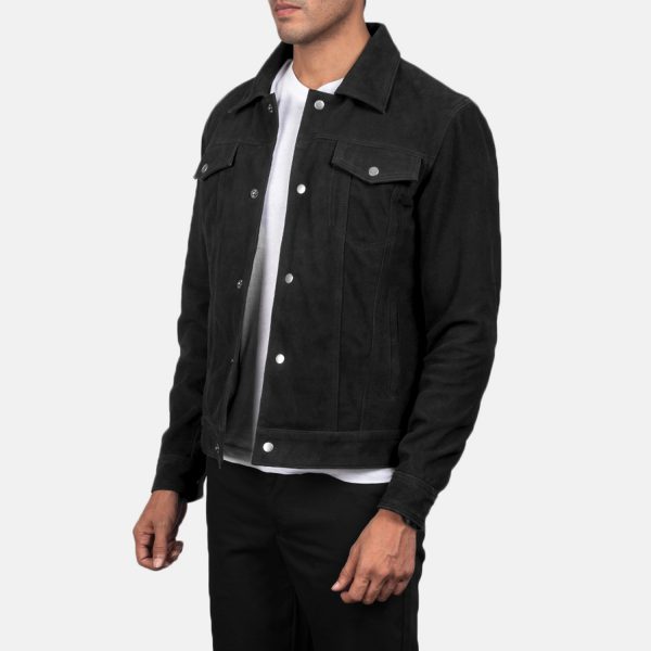 Stallon Black Suede Trucker Jacket=1