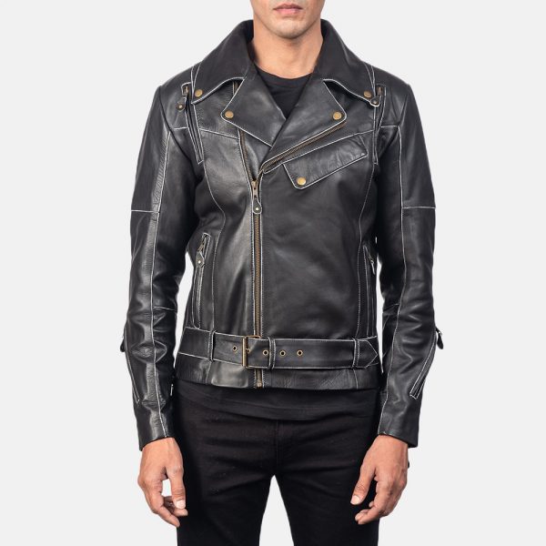 Vincent Black Leather Biker Jacket-2