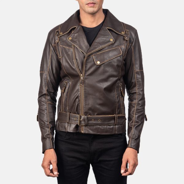 Vincent Brown Leather Biker Jacket-2