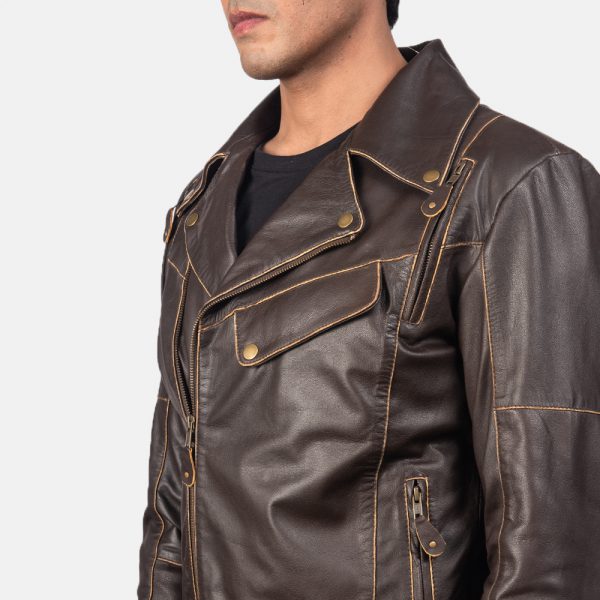 Vincent Brown Leather Biker Jacket-4