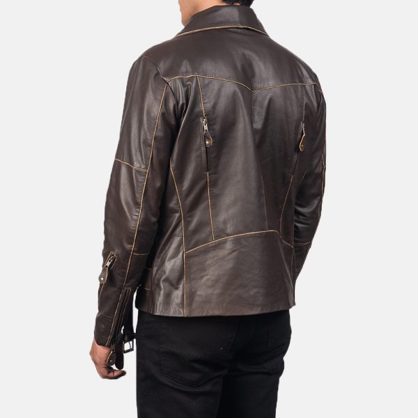 Vincent Brown Leather Biker Jacket-5