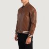 Walton Brown Leather Varsity Jacket – Classic Elegance, Modern Style