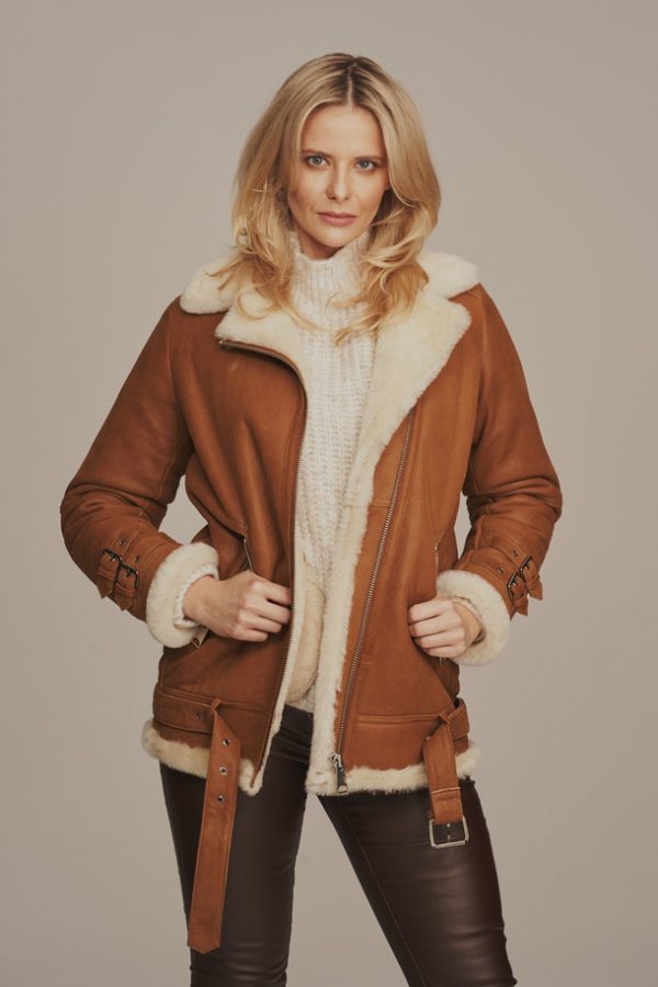 Women’s sheepskin aviator jacket-1