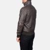Glen Street Dark Brown Goatskin Leather Bomber Jacket with Rib-Knit Cuffs